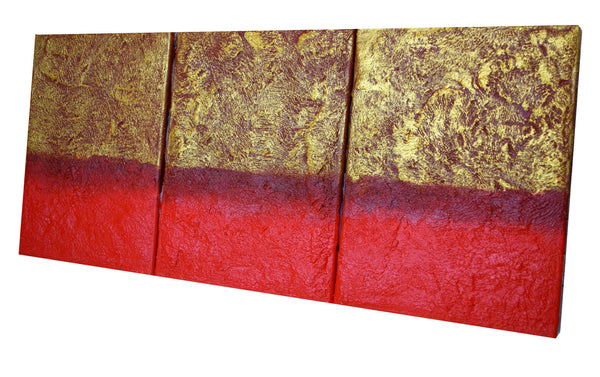 3 piece painting in gold angle