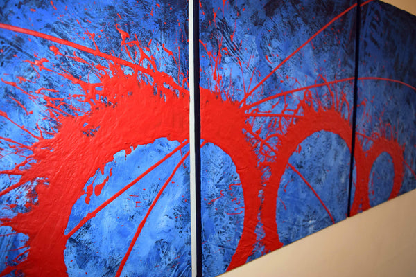 blue paintings triptych wall art Blue Matter artwork landscape