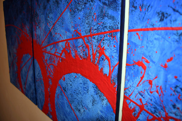 blue paintings triptych wall art Blue Matter artwork landscape