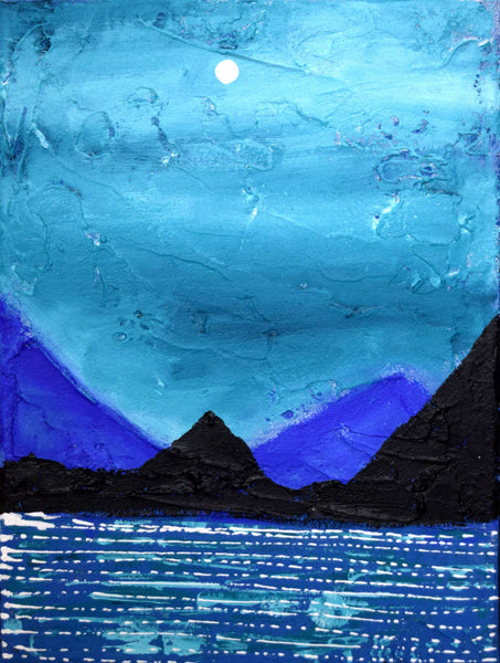 seascape painting in blue