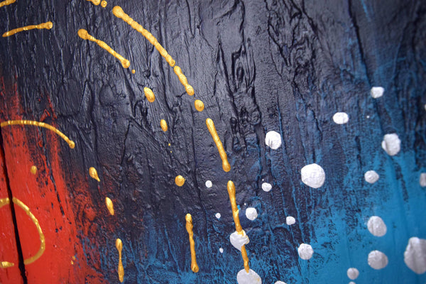 teal gold large paintings for sale fibonacci spiral art