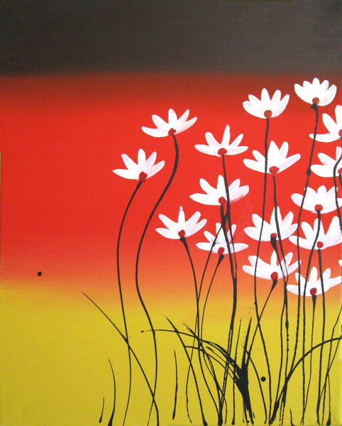 flower paintings images rainbow coloring " Dawn Flowers " beautiful flower painting