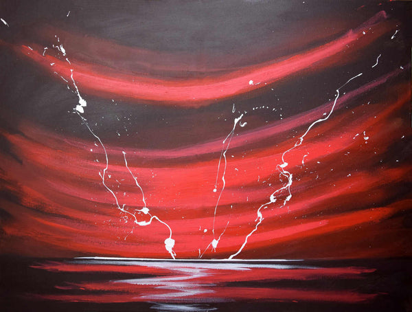 original seascape paintings for sale close up lightning