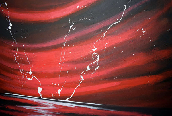 original seascape paintings for sale  large red seascape with a lightning effect