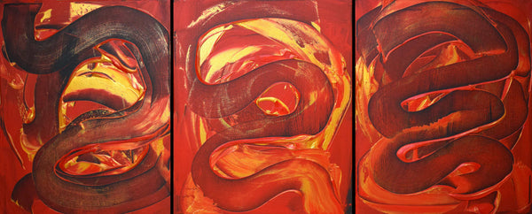 triptych painting the great red dragon painting