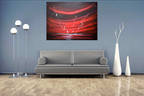 original seascape paintings for sale on a modern grey interior wall