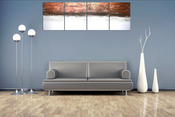 copper 4 piece quadriptych on canvas original and hand made