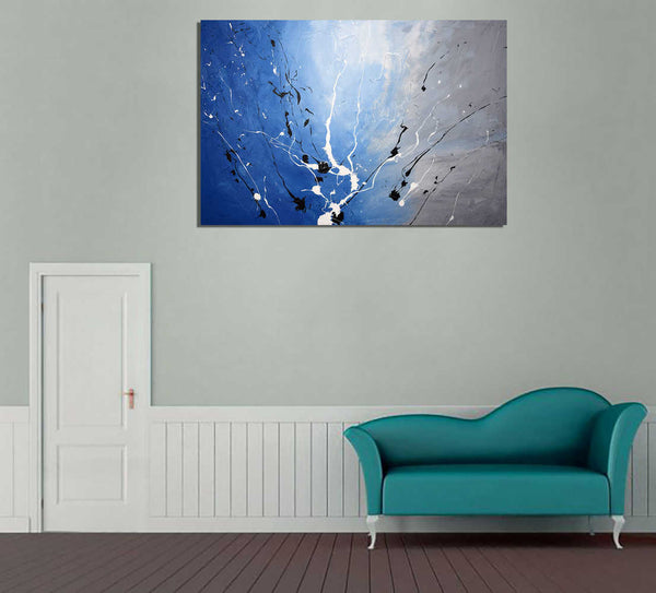 large paintings for sale on grey wall 