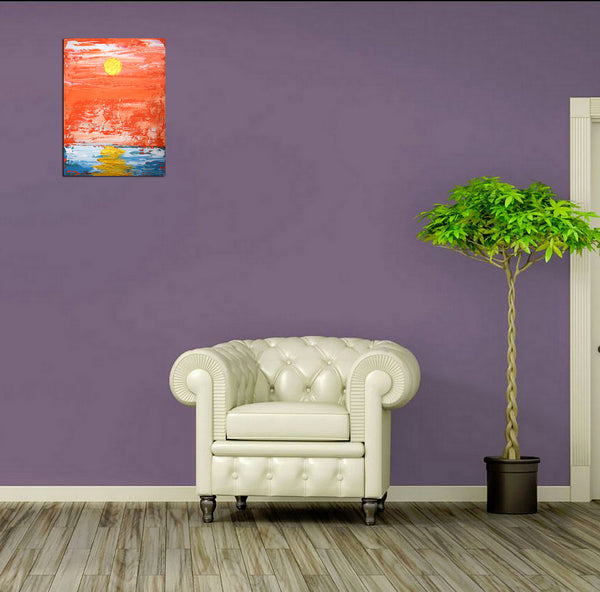 seascape art for sale  on purple wall