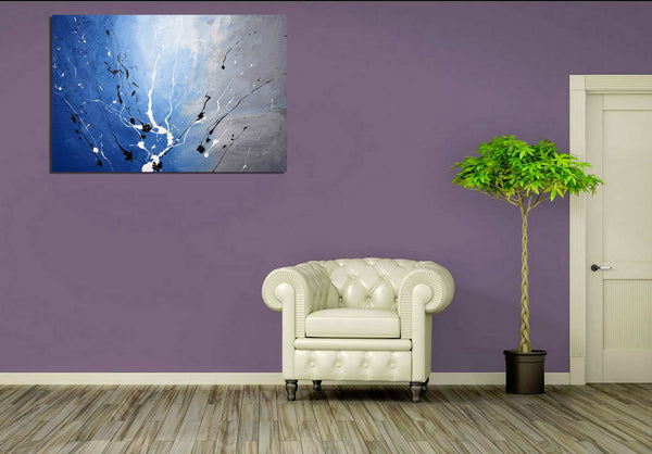 large paintings for sale on purple wall