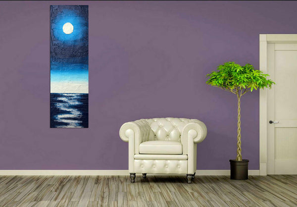 seascape art for sale on purple wall