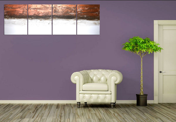 copper 4 piece quadriptych on canvas original and hand made