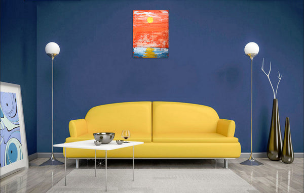 seascape art for sale on blue wall