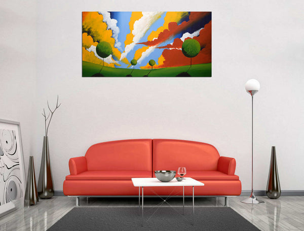 large canvas wall art landscape on white wall