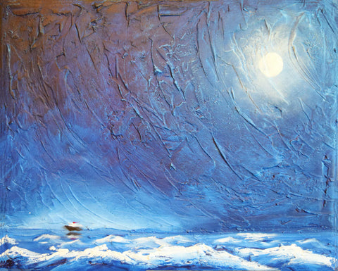 contemporary abstract seascapes moody seascape with a textured sea and hazy moon