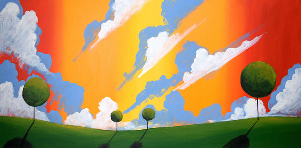 modern abstract landscape paintings orange sky large canvas wall art