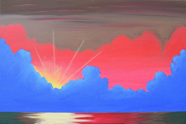 sunset canvas painting red sunset