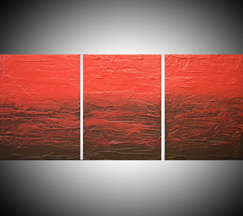 red abstract painting 3 piece painting