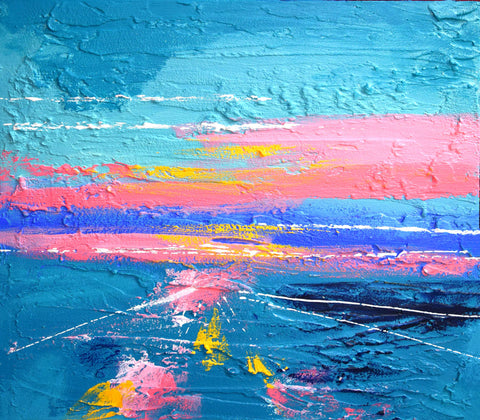 pink and blue landscape paintings for sale