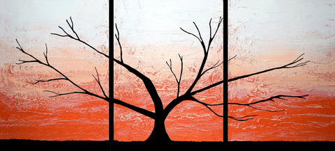 forest painting acrylic orange tree