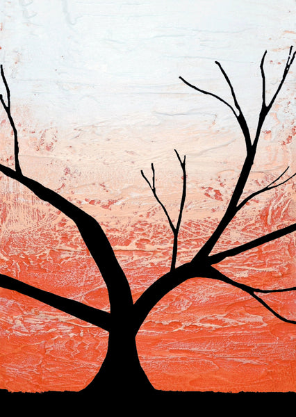 forest painting acrylic orange tree close up