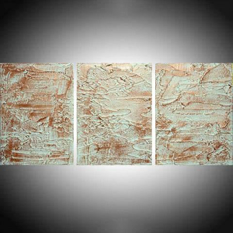 oversized metal wall art  " Lavish copper " on canvas triptych style