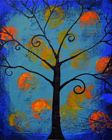 forest painting acrylic  blue tree art