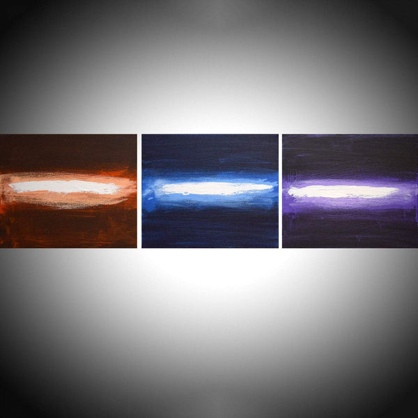 3 piece painting  " Leave a Light On " landscape original acrylic paintings on canvas  60 x 16"