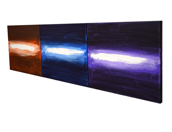3 piece painting  " Leave a Light On " landscape original acrylic paintings on canvas  60 x 16"