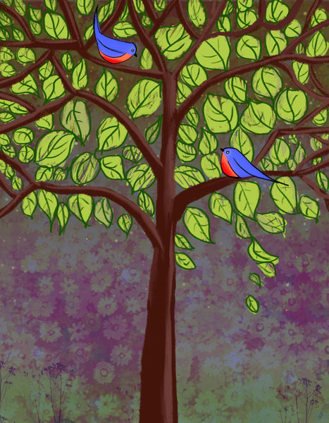 birds on a wire print original abstract art uk