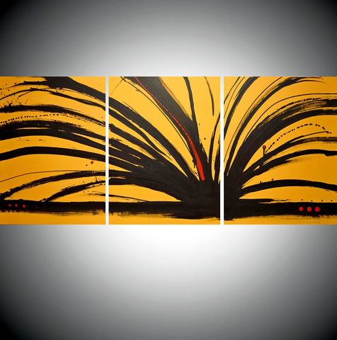 yellow abstract painting " on canvas , acrylic 3 big sizes