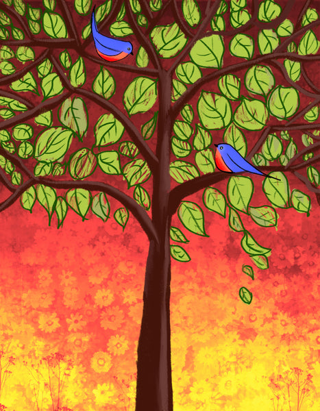 birds on a wire print original abstract art uk