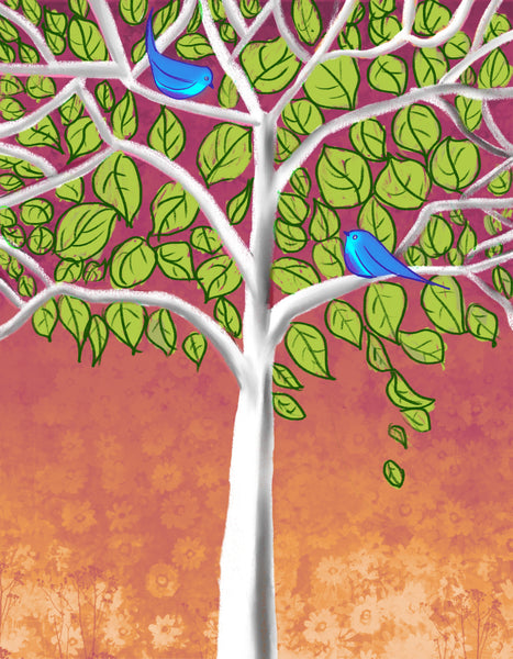 birds on a wire print original abstract art uk