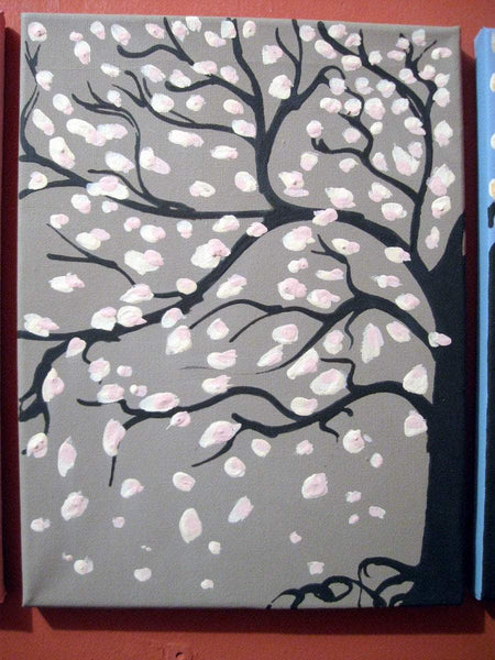 Blossom Seasons quadriptych cherry blossom tree painting