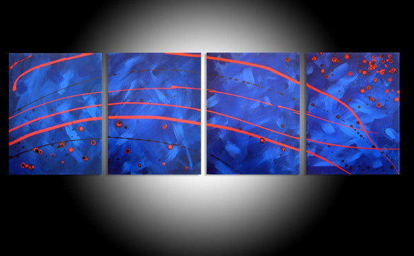 blue mood quadriptych four panel painting