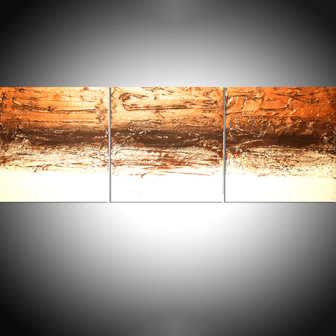 triptych on canvas copper artwork 3 piece abstract