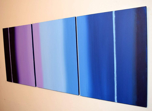 blue painting "Linear Purple" fine art for sale,