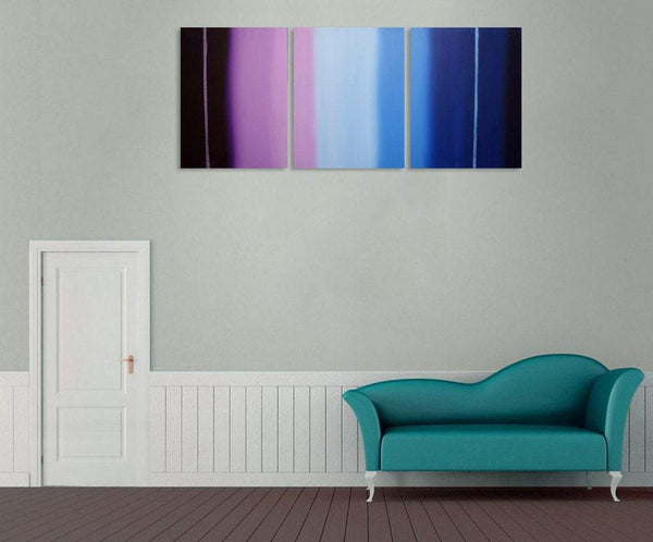 blue painting "Linear Purple" fine art for sale,