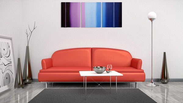 blue painting canvas "Linear Purple" fine art for sale,