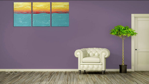 yellow abstract painting original abstract art uk on purple wall