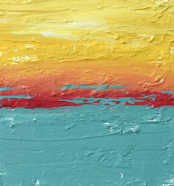 canvas triptych yellow red orange turquoise close up