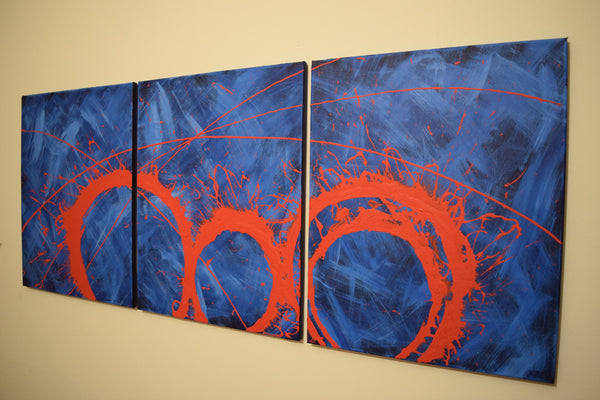 blue paintings angle photo Crimson Chaos large wall art uk