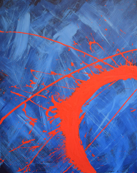 blue abstract painting Crimson Chaos large wall art uk