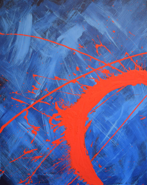 blue paintings Crimson Chaos large wall art uk