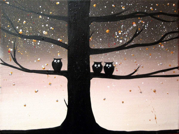 cute owl art whimsical paintings