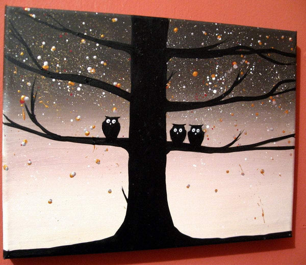 whimsical paintings cute owl art
