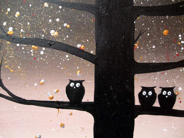 cute owl art whimsical paintings