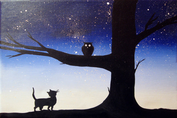 whimsical painting owl and the pussycat