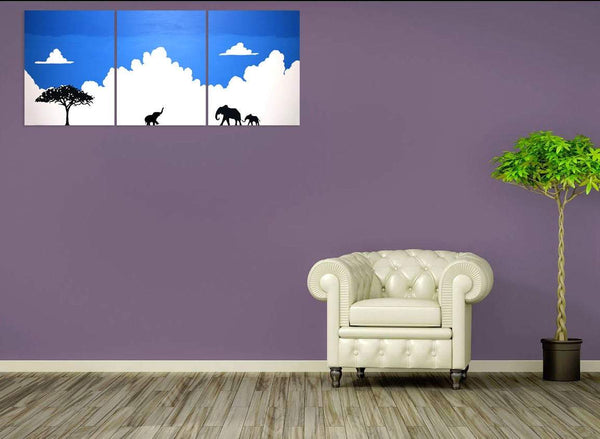 elephant canvas painting "Welcome home" animal wall art