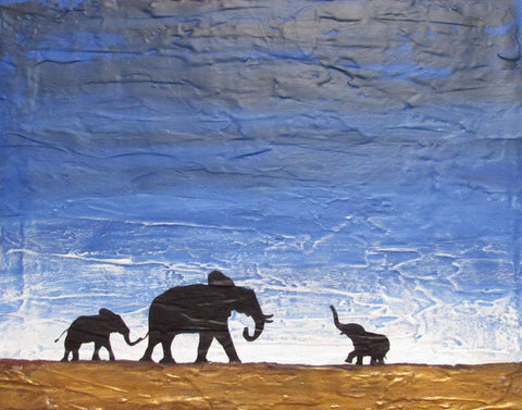 whimsical paintings Elephant wall art The Journey Home animal wall art